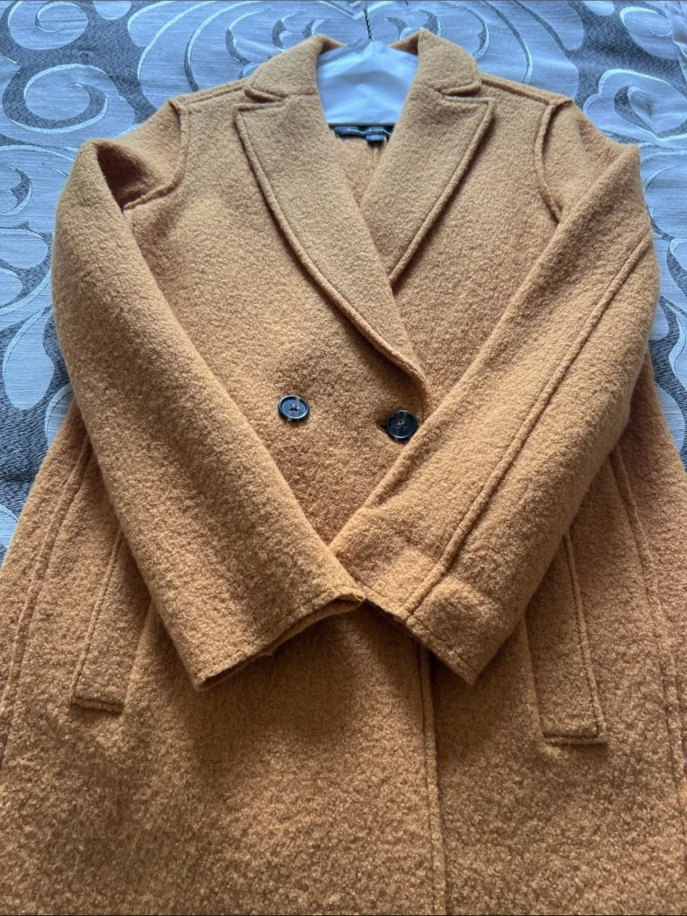 J. Crew Double-Breasted Pea Coat in Mustard 100% wool - Picture 3 of 6